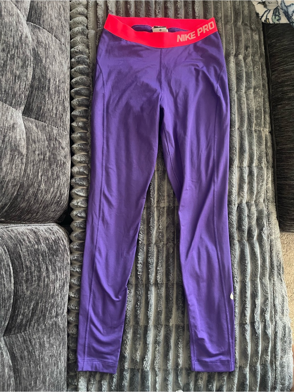 Women Nike' Purple Compression Leggings with Pink Waistband
